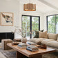 Retro Large Drum Wood Pendant Light - Gold