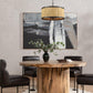 Retro Large Drum Wood Pendant Light - Black