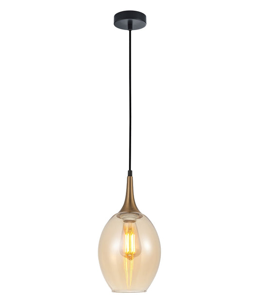 Wine Glass Shape Pendant Light - Bronze Amber