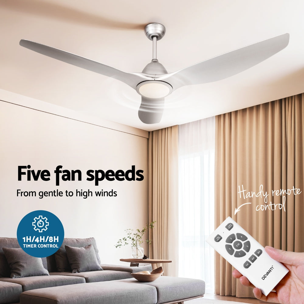 162cm (64'') Remote DC Ceiling Fan with Light - Silver