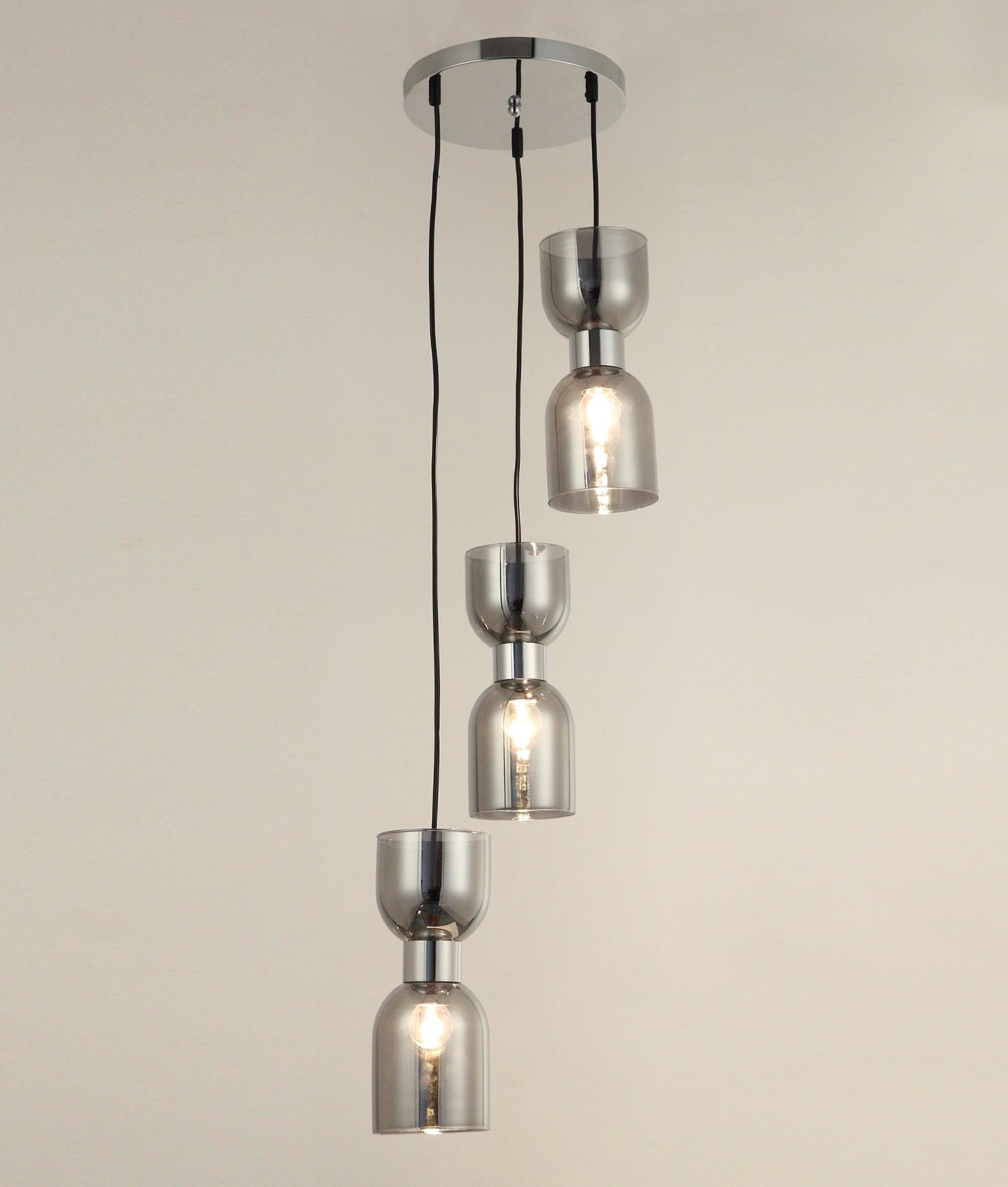 Smokey Black Ellipse Multiple Round Base Pendant Lights
