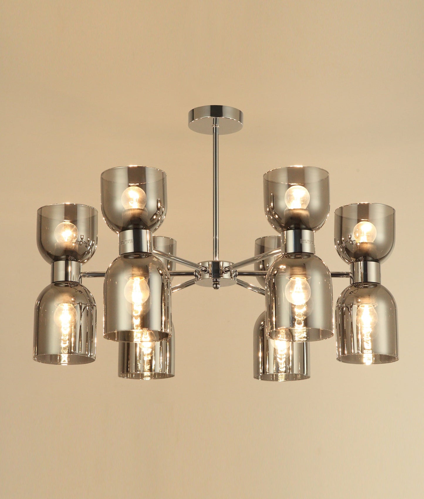 Smokey Black Ellipse x12 Round Base Pendant Lights