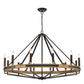 Interior Candelabra Oak Wood Pendant Light - Black