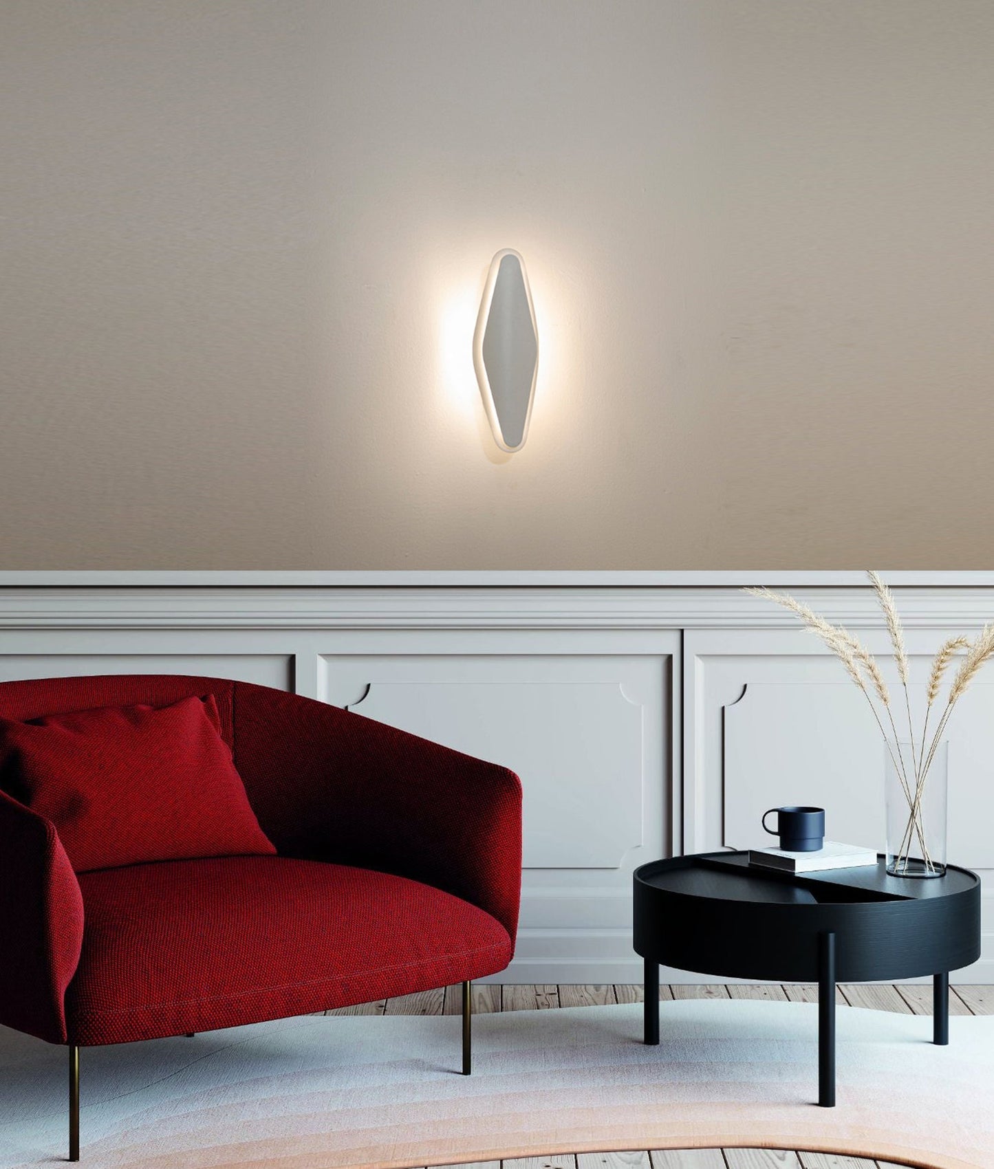 LED Tri-Colour Interior Oval Dimmable Wall Light
