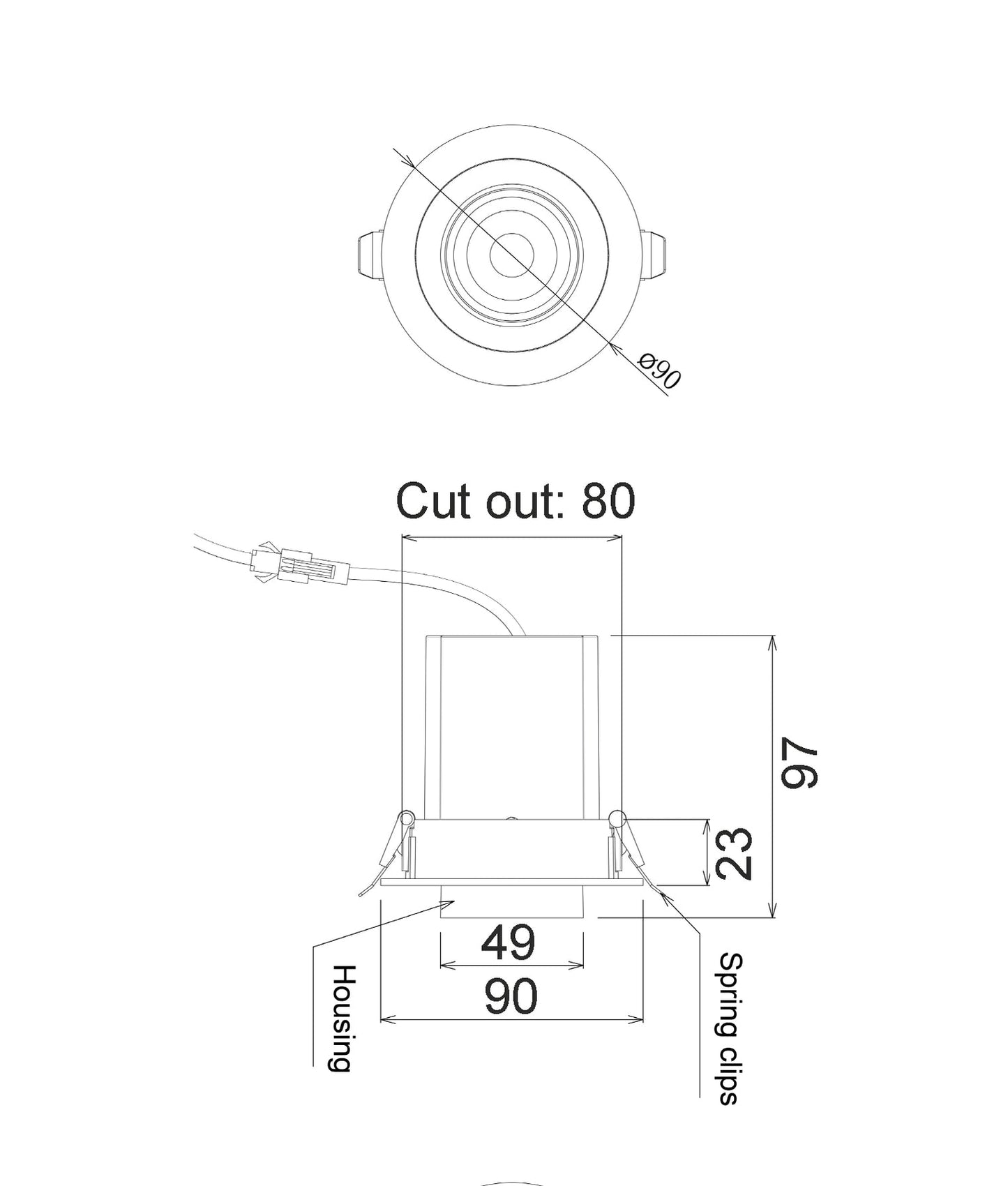 LED Recessed Spot Downlight Retractable Dimmable Tri-CCT IP20