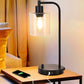 Industrial Table Lamps with Dual USB Ports for Bedside or Desk (2x Pack)