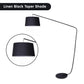 Linear Arc Floor Lamp - Black Metal with Linen Tapered Shade