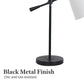 Adjustable Black Metal Desk Lamp with White Fabric Shade