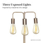 Triple Exposed Bulb Industrial Table Lamp with Brass Accents