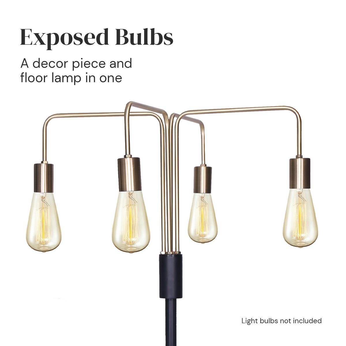 Quad Edison Bulb Floor Lamp - Contemporary Industrial Style with Four Adjustable Arms