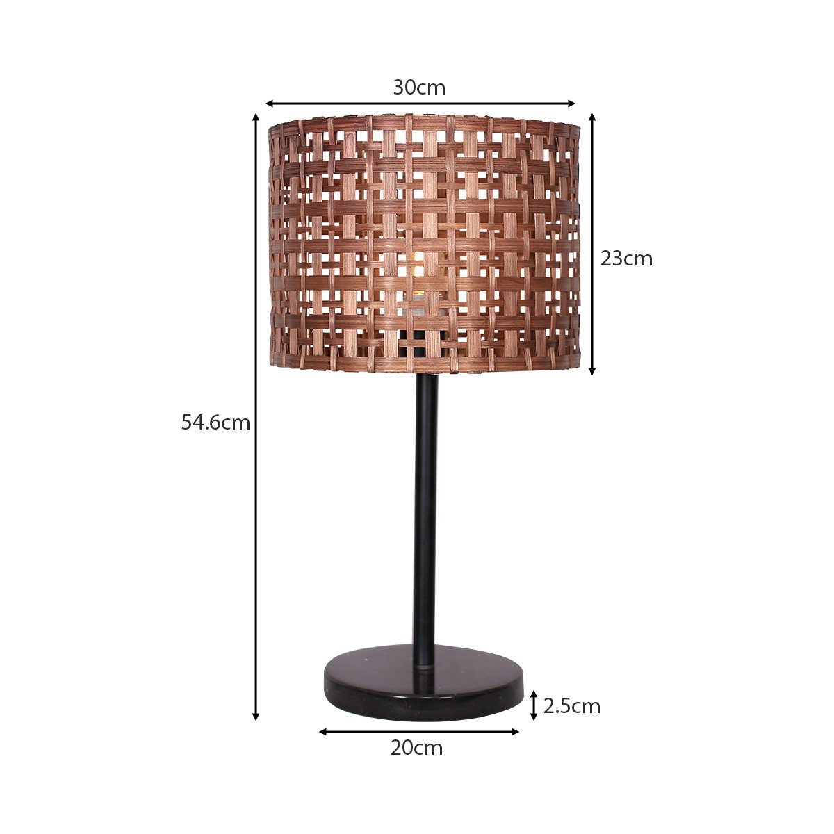 Woven Wood Desk Lamp with Black Marble Base