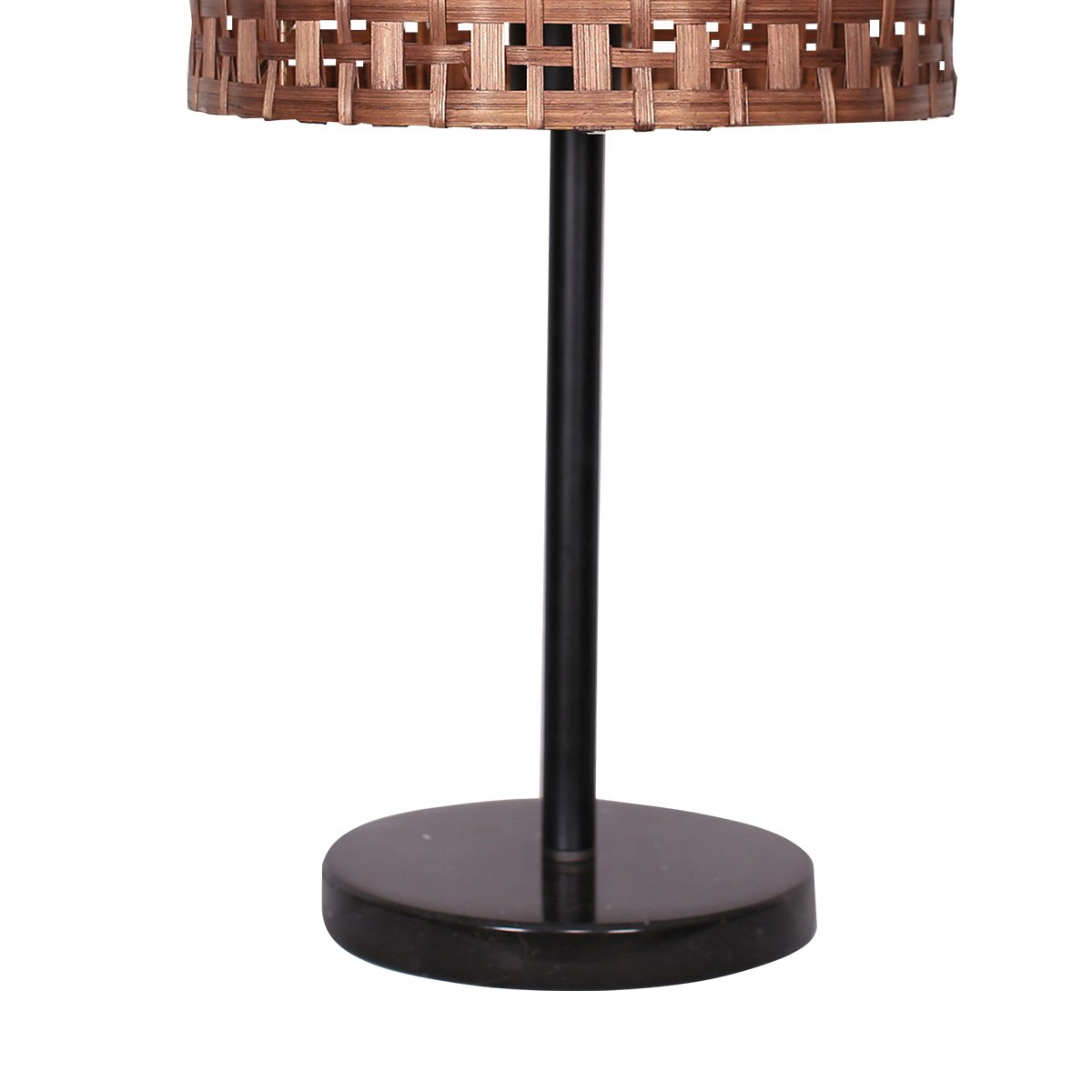 Woven Wood Desk Lamp with Black Marble Base