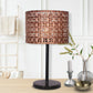 Woven Wood Desk Lamp with Black Marble Base