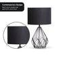 Black Metal Wire Table Lamp with Matching Drum Shade - Modern Design