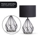 Black Metal Wire Table Lamp with Matching Drum Shade - Modern Design