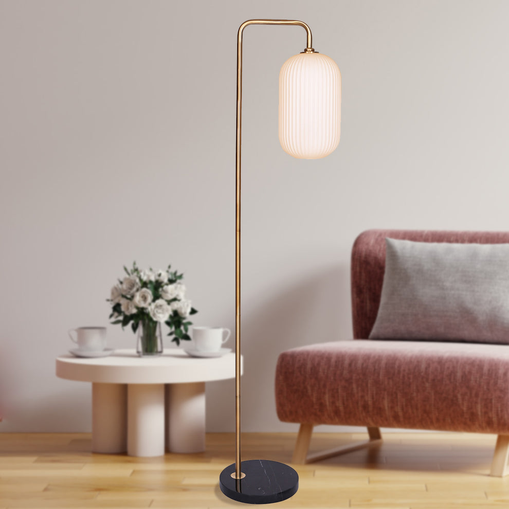 Brilliance Modern Gold Brush Floor Lamp | Opal Glass Shades, Round Metal Base & Multi-Light