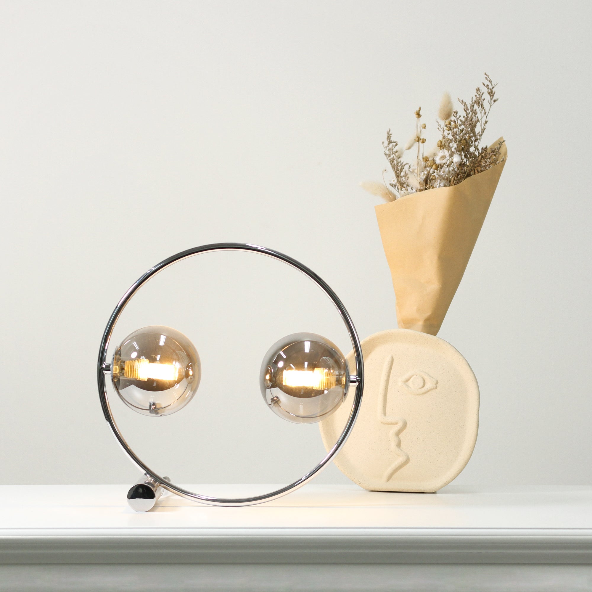 Double Orb Ring Table Lamp - Chrome Finish – Shine Lighting