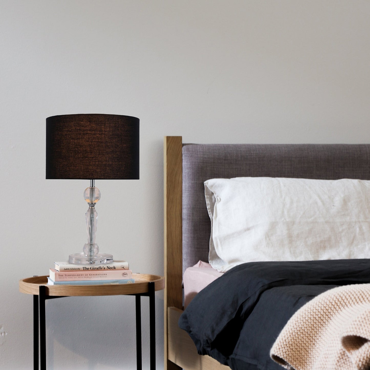 Acrylic Table Lamp with Black Drum Shade