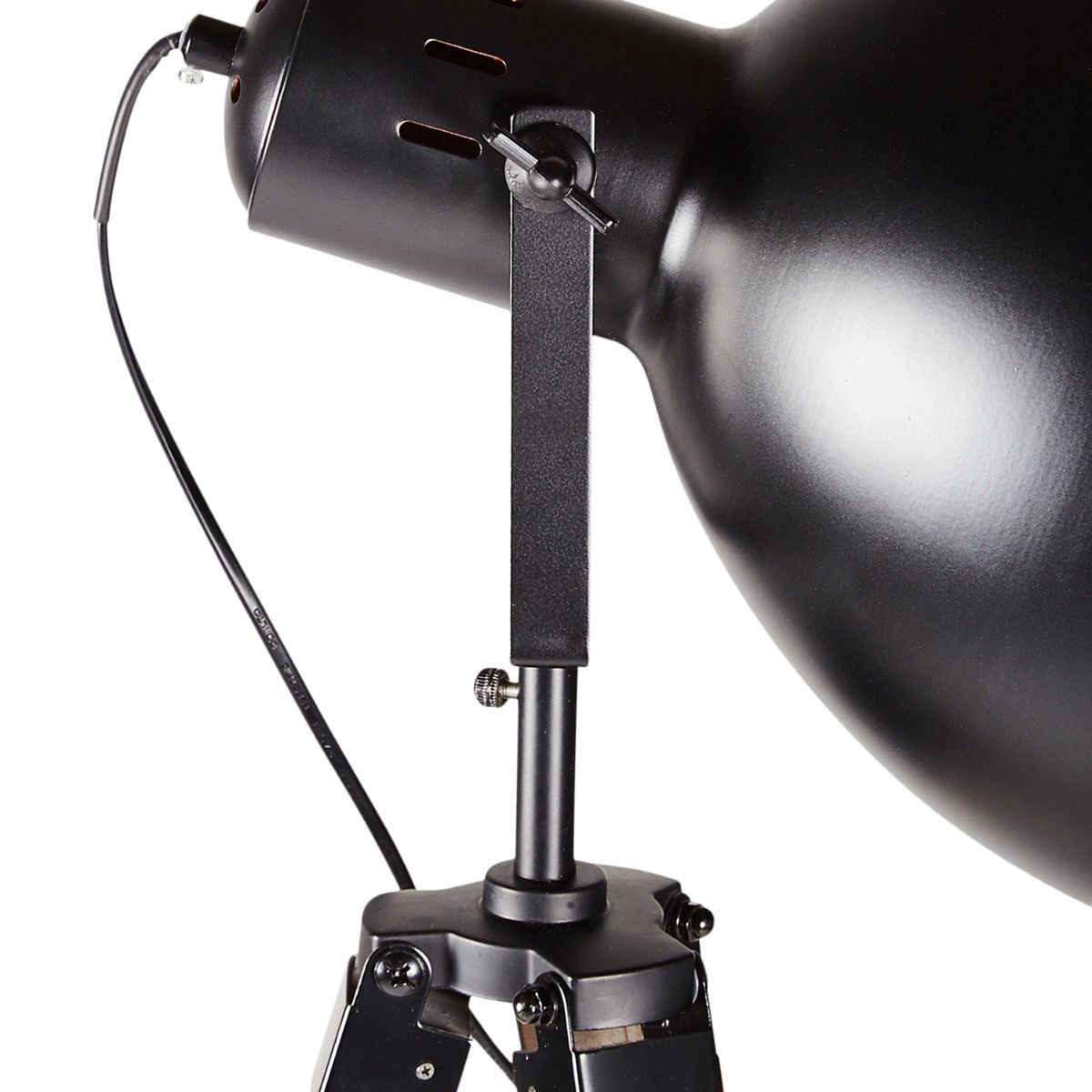 Vintage Industrial Tripod Floor Lamp with Adjustable Wood Frame