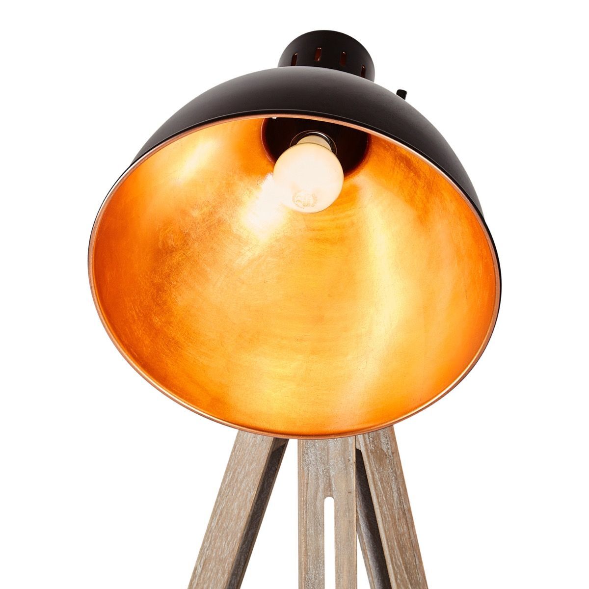 Vintage Industrial Tripod Floor Lamp with Adjustable Wood Frame
