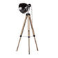Vintage Industrial Tripod Floor Lamp with Adjustable Wood Frame