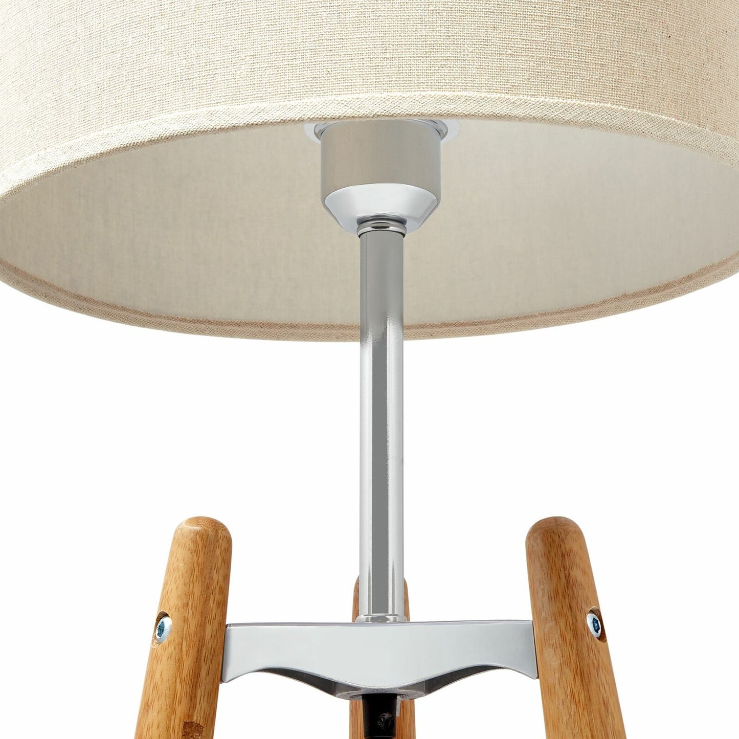 Bamboo Tripod Table Lamp with Beige Linen Shade - 73cm Modern Vintage Design