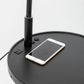 Tripod Table Lamp with Shelf, USB Charger, and Fabric Shade - Black