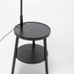Tripod Table Lamp with Shelf, USB Charger, and Fabric Shade - Black