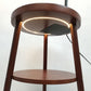 Tripod Table Lamp with Shelf, USB Charger, and Fabric Shade - Dark Wood