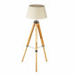 Vintage Bamboo Tripod Floor Lamp with Linen Shade