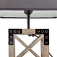 Rustic Wood Table Lamp with Metal Accents and Black Square Shade