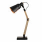 Industrial Adjustable Desk Lamp with Wood Arm and Black Metal Shade