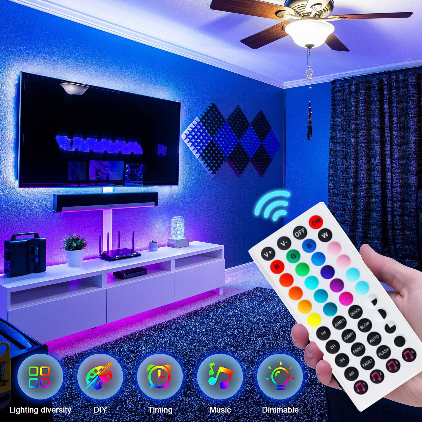 RGB LED Strip Light - IR 44 Key Remote